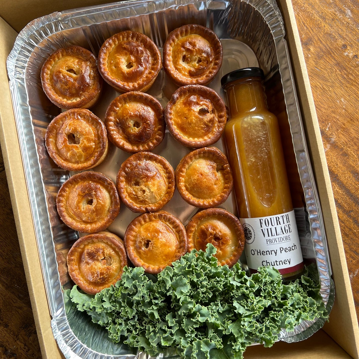 20 x Home Made Mini PORK Pies with FVP Peach Chutney