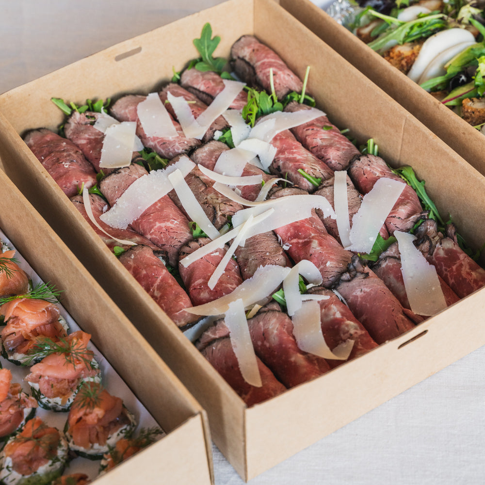 Rare Roast Beef filled with Parmesan, Tomato Marmalade & Wild Rocket