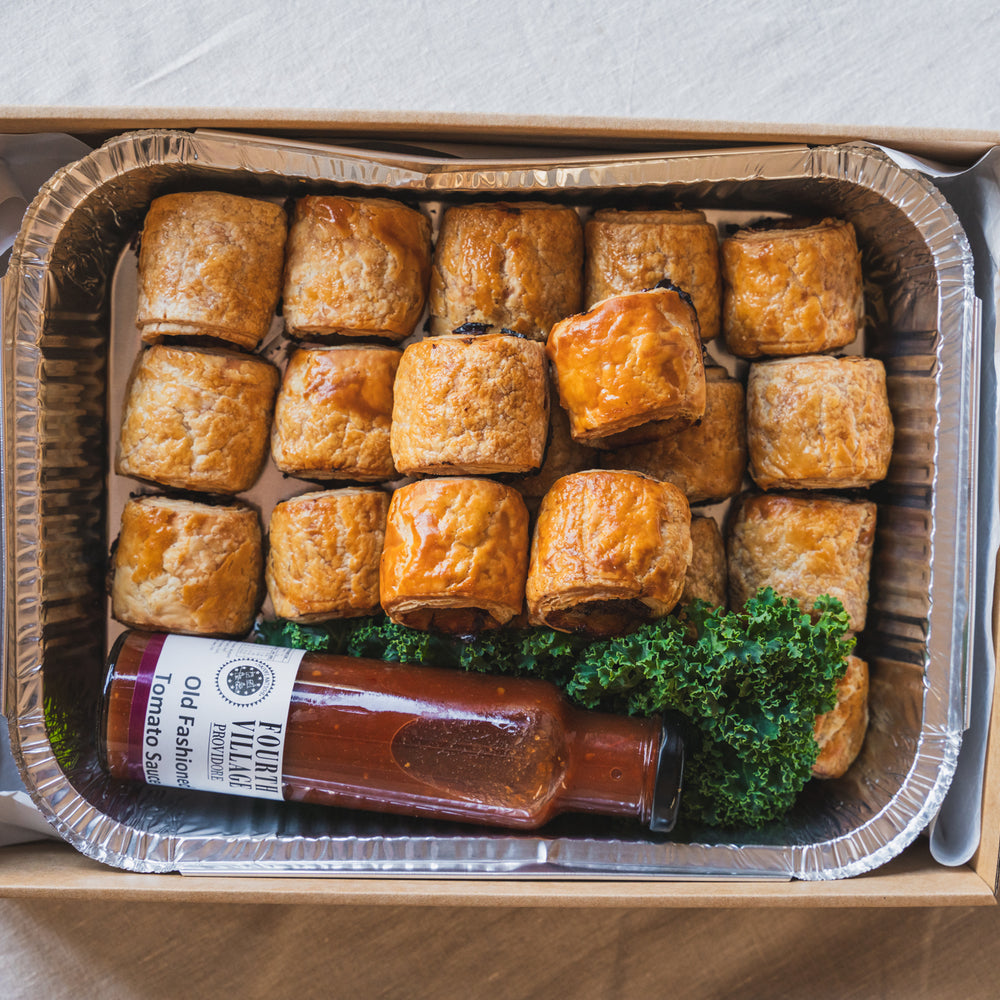 Mini Home Made Sausage Roll with Old Fashioned Tomato Sauce